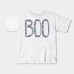 Halloween Boo Line Art - Blue Kids T-Shirt